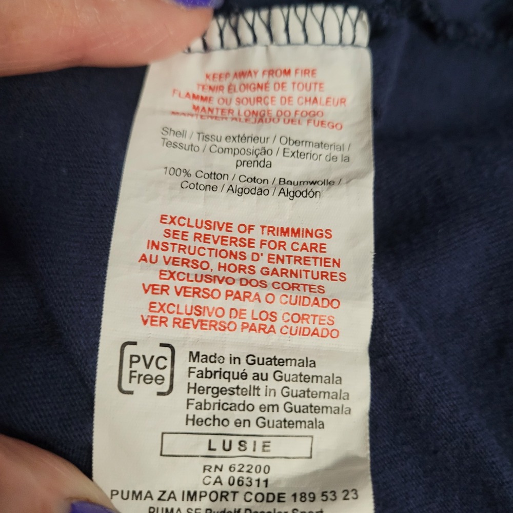 Puma Mens Graphic Tee Navy Blue Silver Foil Logo Short Sleeve Shirt XL Athletic - Picture 7 of 7
